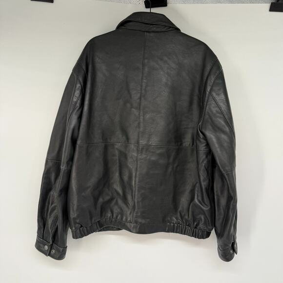 Perry Ellis Portfolio Mens Jacket XL Black Genuine Lambskin Leather Full Zip - Picture 2 of 9